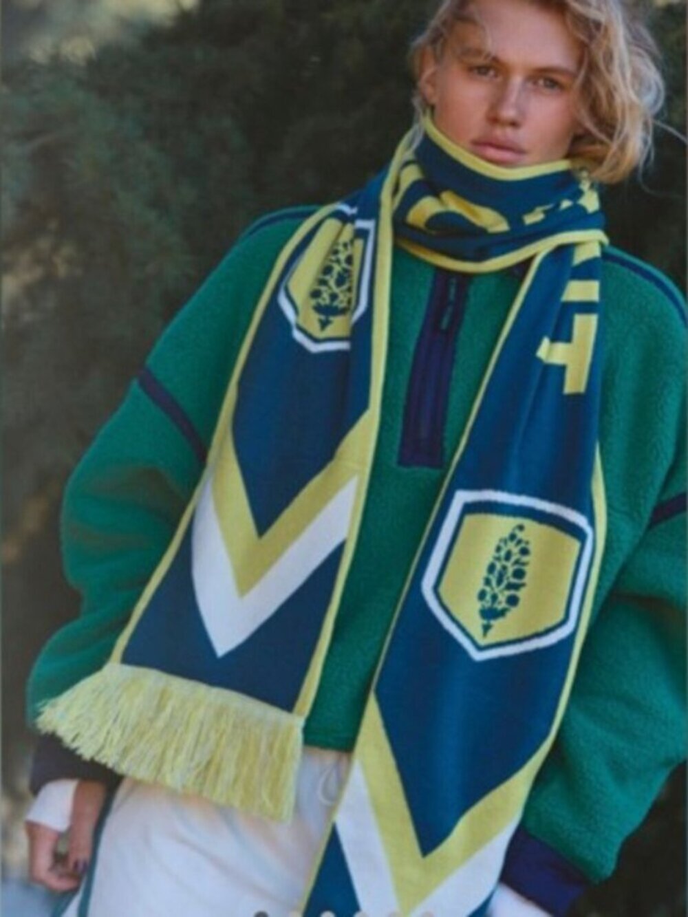 FP MOVEMENT Big League Reversible Scarf Teal Chartreuse One Size NWT